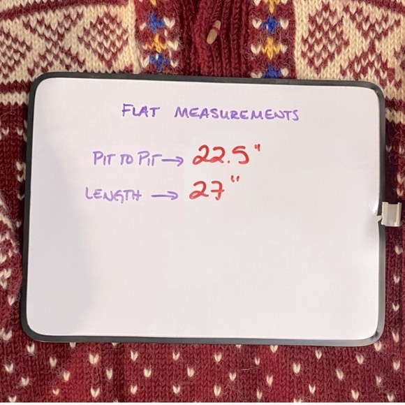 Namaste Woolens Hand Crafted In Nepal Red White Jacquard Knit Sweater L - Picture 6 of 12